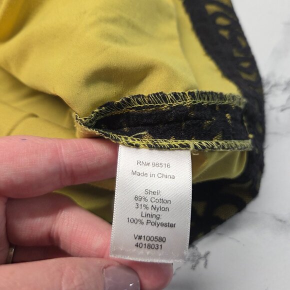 Coldwater Creek Size 12 Puce Green With Black Lacey Overlay Knee Length Skirt - Picture 9 of 10